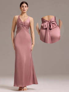 Pink Bridesmaids Dresses: Nina Satin tie back dress