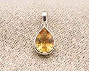 Sterling Silver Pear-Cut Citrine Pendant
