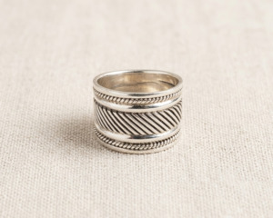 Sterling Silver Diagonal Weave Ring
