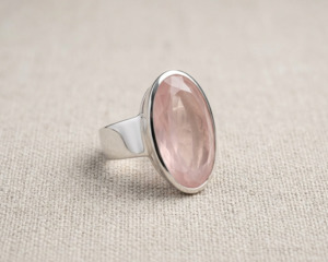 Sterling Silver Oval Rose Quartz Ring