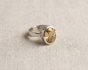 Citrine: Sterling Silver Oval Golden Citrine Ring