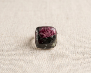Sterling Silver Cushion-Cut Cabochon Eudialyte Ring