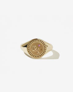 Sale Leather Goods Jewellery: Amulet Love Signet Ring - Gold Plated - Pink Sapphire