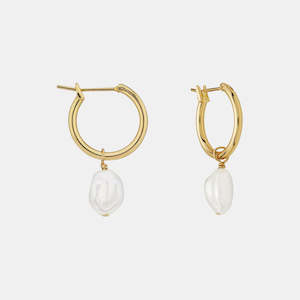 Mini Keshi Pearl Hoops - Gold Plate