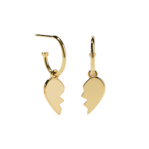 Broken Heart Signature Hoops - Gold Plated