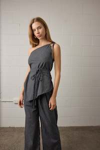 Blouses: Mason Top - Black Stripe