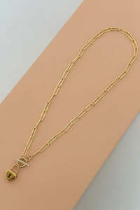 Chain Link Necklace - Fob + Heart