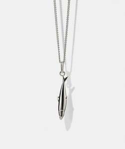 Necklaces: Sardine Charm Necklace - Sterling Silver