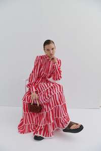 Charlotte Maxi Dress - Mad Hatter Pinstripe