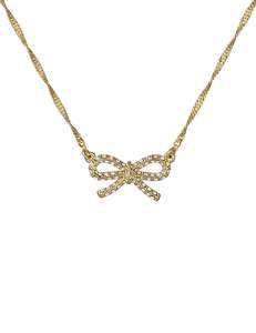 Necklaces: Ribah Crystal Ribbon Bow Necklace