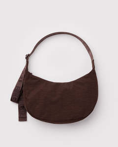 Full Price: Medium Nylon Crescent Bag - Coffee