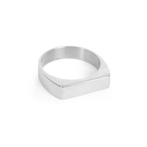Jewellery: Ring, pure steel, rectangle