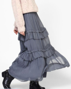 Skirts: Gonna, grey frill skirt
