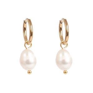 Earring, pure steel, freshwater pearl
