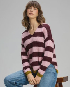 Knitwear Cardis: Cozy Kid Stripe V Neck Jumper