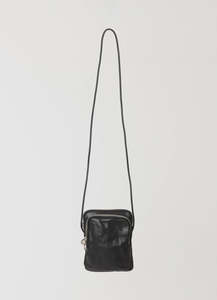 Pouch bag, black leather