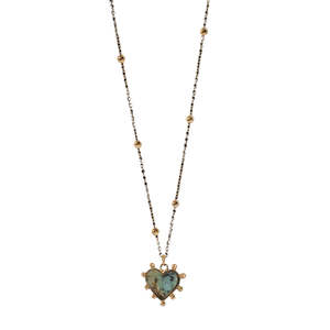 Accessories: Necklace, pure steel, African turquoise