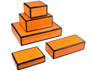 All You Need Is Love: Orange with Black Trim Lacquer Boxes