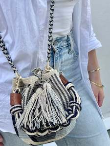 Bags: Crossbody Gaia Bag Medium Navy and Grey