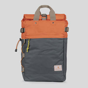Rolltop Backpack Orange and Grey