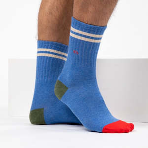 Retro Sock - Light Blue Beige Striped