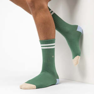 Retro Socks - Green White Striped