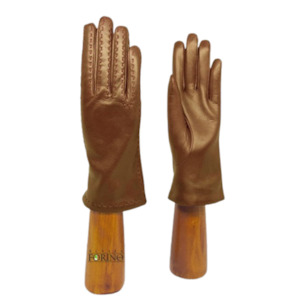 Cashmere Lined Leather Gloves - Camel