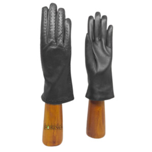 Cashmere Lined Leather Gloves - Black