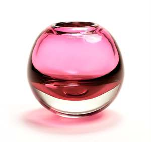 By Designer Glassware: Maraj Medium Vase - Fuchsia