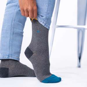 Socks: Cotton Socks Grey Stripes