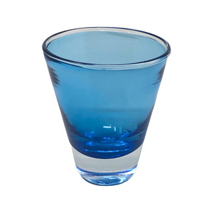 By Designer Glassware: Clear Conical Wine/ Water Tumbler - Blue