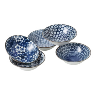 By Designer Plates Bowls: Set of 5 Patterned Porcelain Bowls