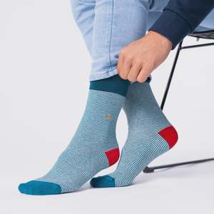 Cotton Socks Blue Green Stripe