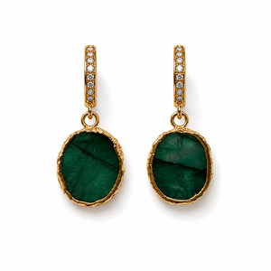 Designer Jewellery: Baby Kara Earring - Raw Emerald
