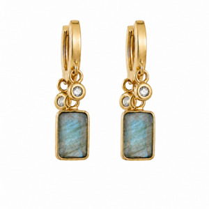 Lauren Labradorite and Zirconium Hoop Earrings