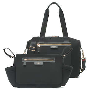 Storksak: Stevie Luxe Nappy Bag (Black Scuba) + Stroller Organiser Bundle