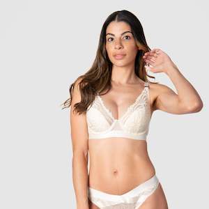Hotmilk: Warrior Plunge Flexi-Underwire Contour Nursing Bra - Ivory