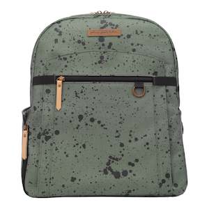 Petunia Pickle Bottom: 2-in-1 Provisions Backpack Nursery Bag - Olive Ink Blot