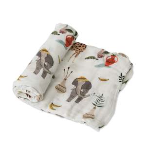 Baby Sleepwear: Deluxe Muslin Swaddle - Safari