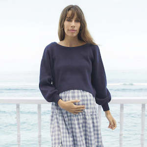Angel Maternity: Knitted Maternity Top - Navy