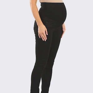 Angel Maternity: Maternity High Waist Denim Jeans - Black