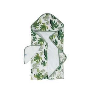Little Unicorn: Hooded Towel & Wash Cloth - Tropical Leaf