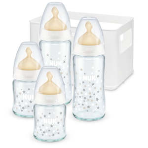 Nuk: NUK First Choice Plus Glass Bottle Set with Temperature Control with latex teat