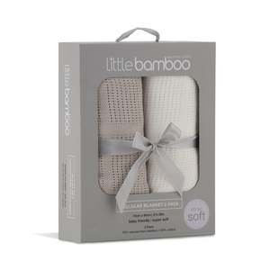 Little Bamboo Cellular Blanket 2Pk - Stone Grey