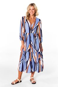 Venice V-neck Tiered Midi Dress; 8 & 12 Occasion Dresses Bel Vestito New Zealand