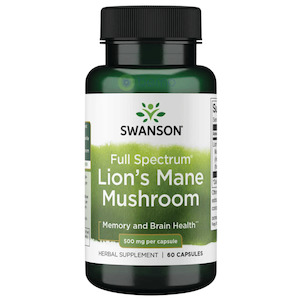 Mushroom: Swanson, Full Spectrum Lion's Mane Mushroom 500mg, 60 Caps