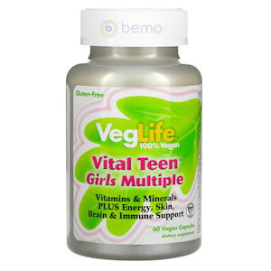 Kids Health: VegLife, Vital Teen, Girls Multiple, 60 Vegan Capsules