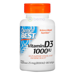 Doctors Best: Doctor's Best, Vitamin D3, 1000IU, 180 Softgels