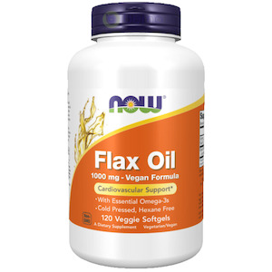 Now Foods: Now Foods, Flax Oil 1000 mg, Vegan Formula, 120 Veggie Softgels