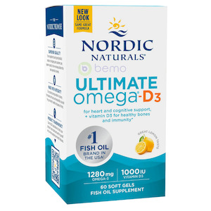 Vitamin D: Nordic Naturals, Ultimate Omega-D3, 1280mg, 1000IU, 60 Softgels